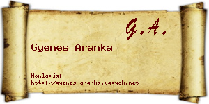 Gyenes Aranka névjegykártya
